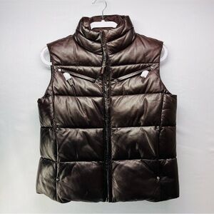 Lauren Ralph Lauren Brown lamb leather Puffer Vest